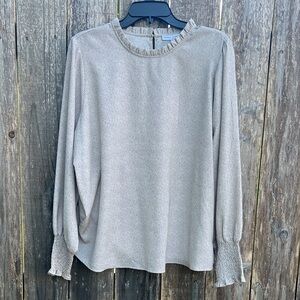 Beige with Black dots Long Sleeve Blouse